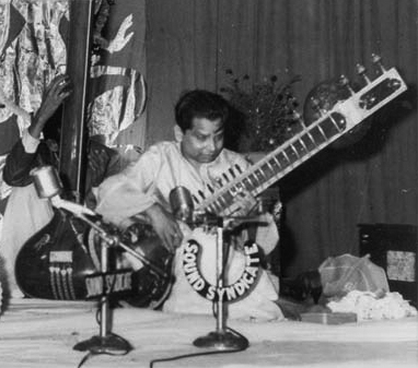 Balaram Pathak playing sitar - date and location unknown